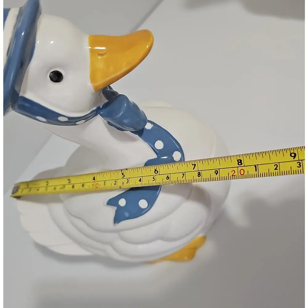 Vintage Mother Goose Ceramic Cookie Jar Canister Blue Ribbon Cottagecore